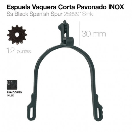 Espuela vaquera corta pavonado inox